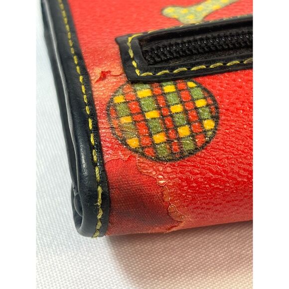 VTG Dooney & Bourke Scottie Dog Red Wallet Clutch Checkbook Card Holder 7" - Picture 10 of 16